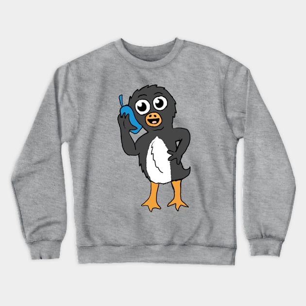 Cellphone Penguin Crewneck Sweatshirt by Eric03091978